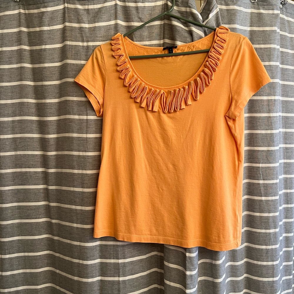 Talbots flat ruffle neck top